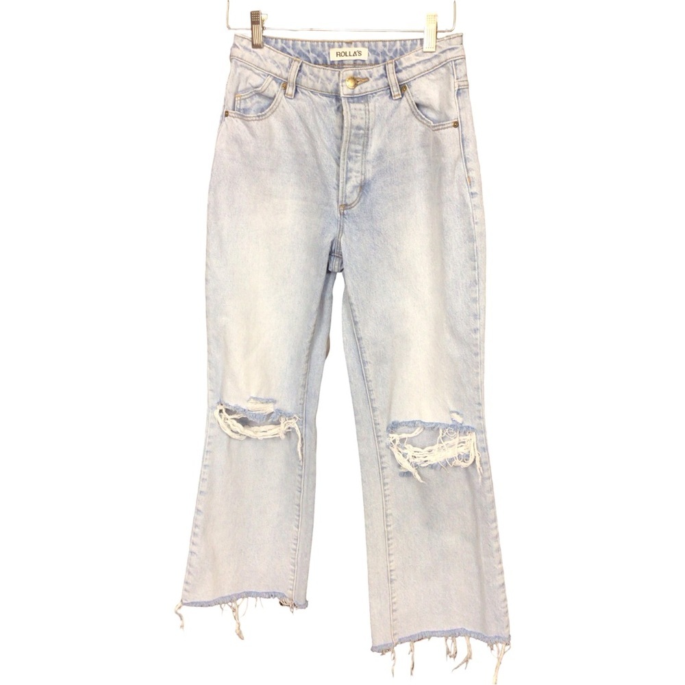 ROLLA'S Women's Light Blue Ripped Flare Jeans